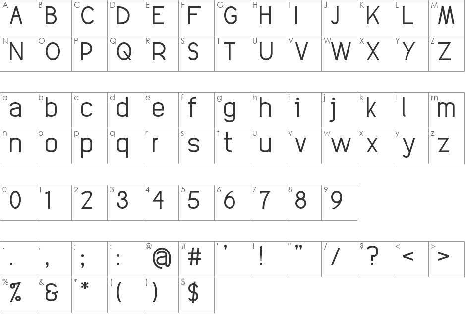 EleganTech? font character map preview