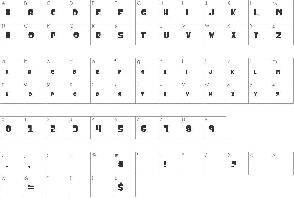 American DAD! font character map preview