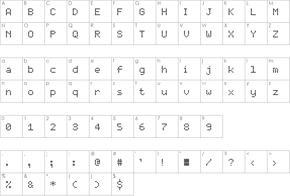 Elektra font character map preview