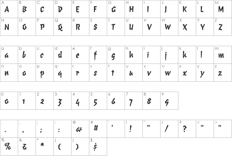 ElektrixBold font character map preview