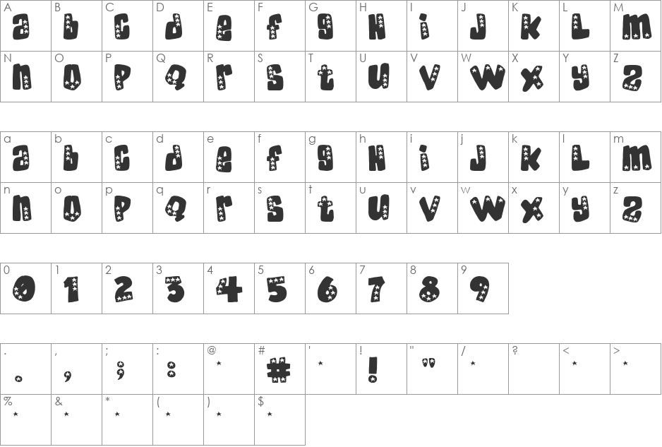 American Donuts font character map preview