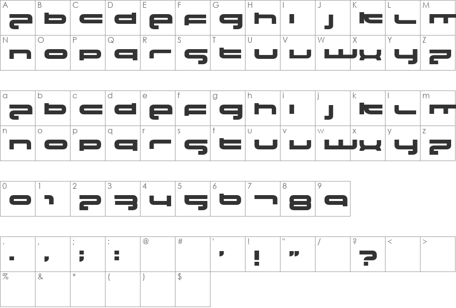 Elektrofant by Norwegian Ink font character map preview
