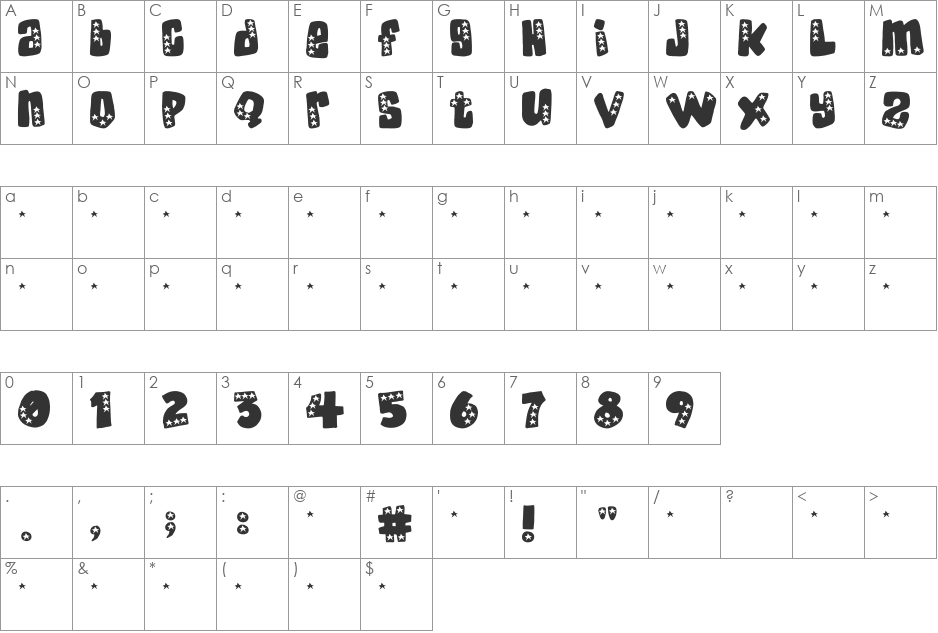 American Donuts font character map preview