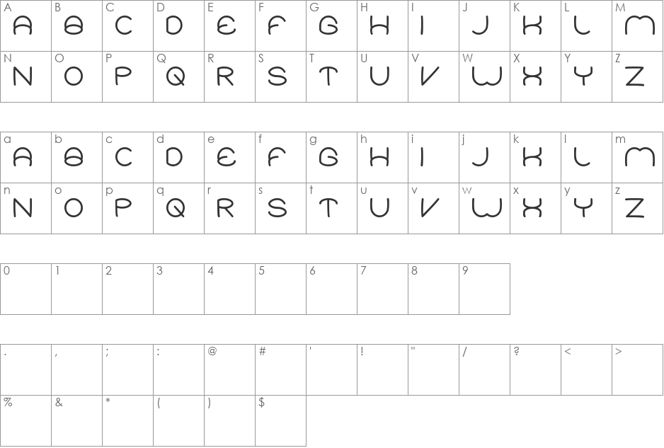 ELEMENTARY font character map preview