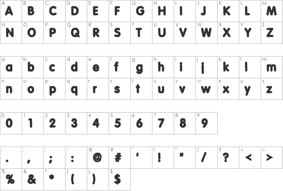 Elementary SF Black font character map preview