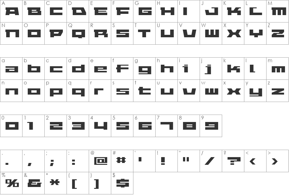 ELEPHANT font character map preview