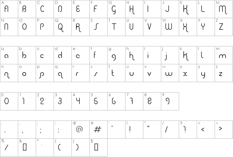 Elephont font character map preview