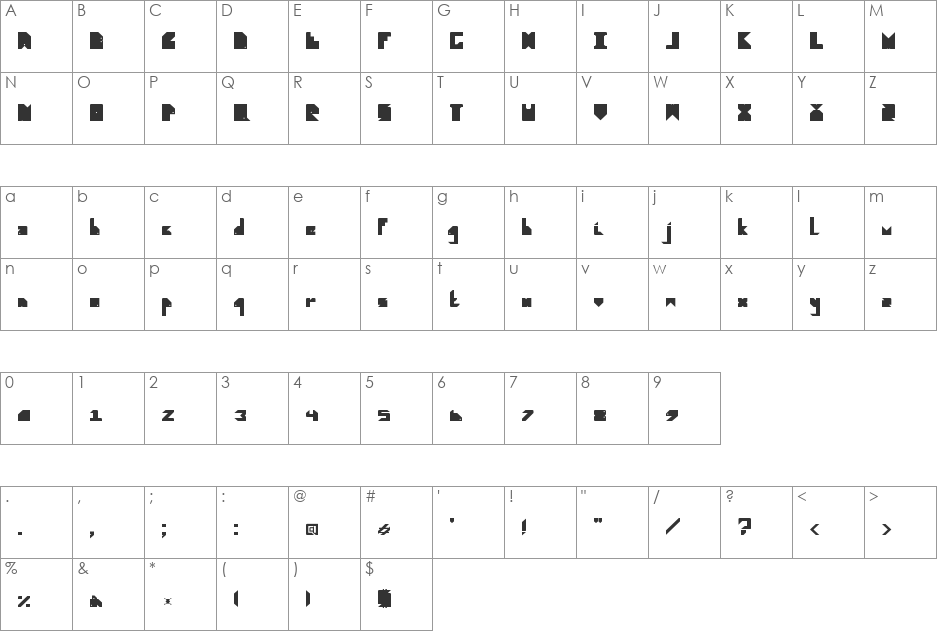 Elephont font character map preview