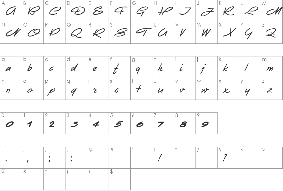 Eletroz font character map preview