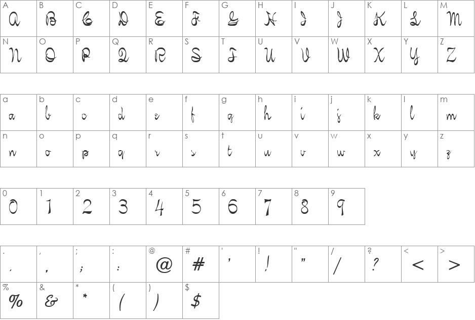 Eleven font character map preview