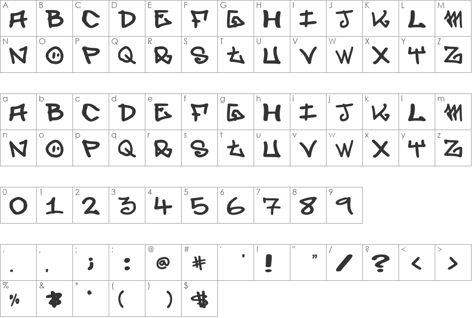 elevenoone font character map preview