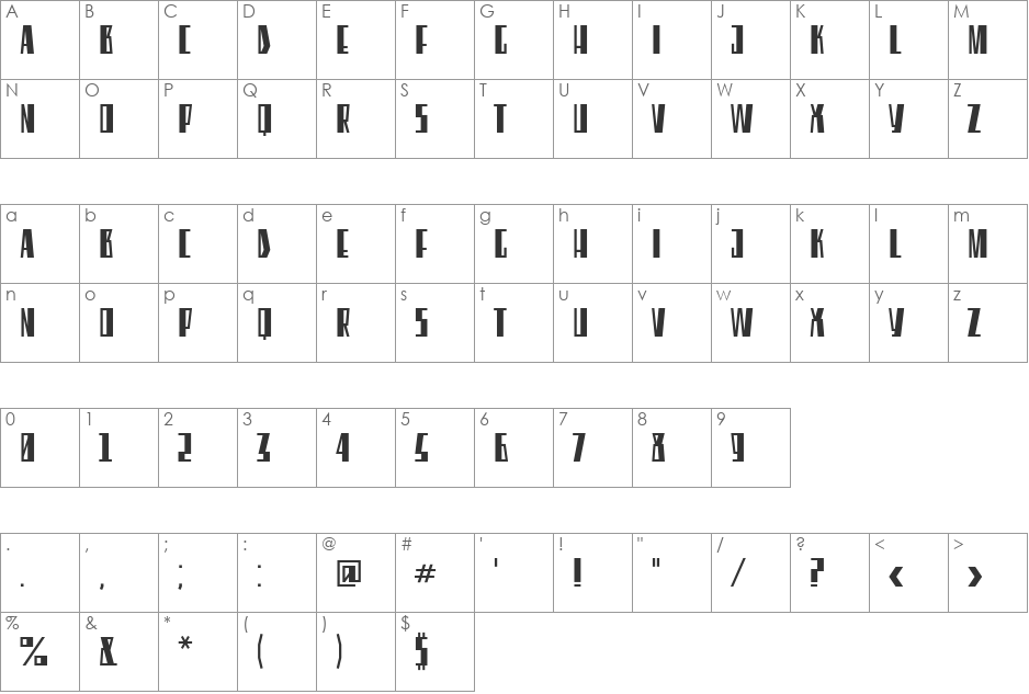 Eleventh Square font character map preview