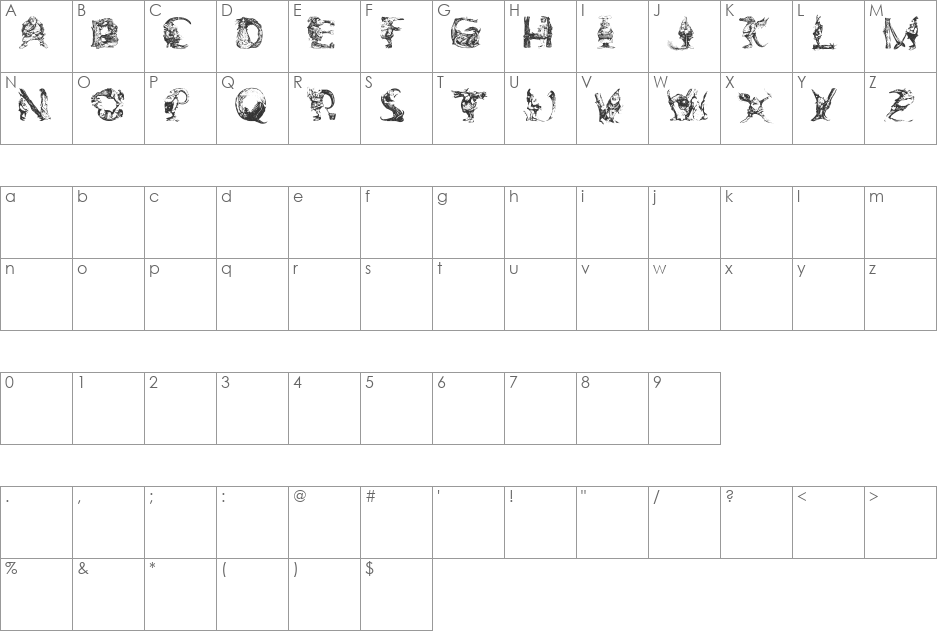 Elfabet font character map preview