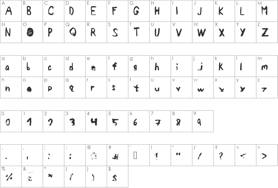 ELFAWaaayCrazierLife font character map preview