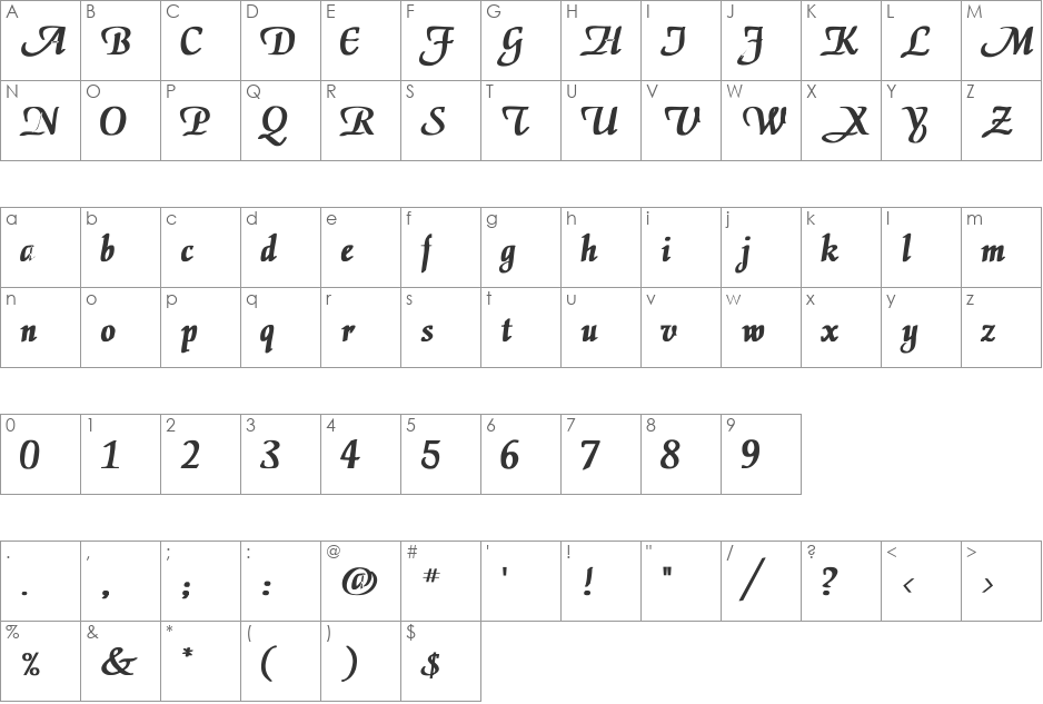 ElGar Bold font character map preview