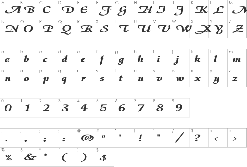 ElGar Ex Bold font character map preview