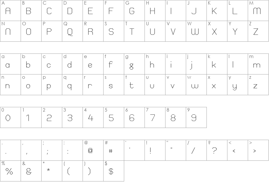 Elgethy Est Square font character map preview