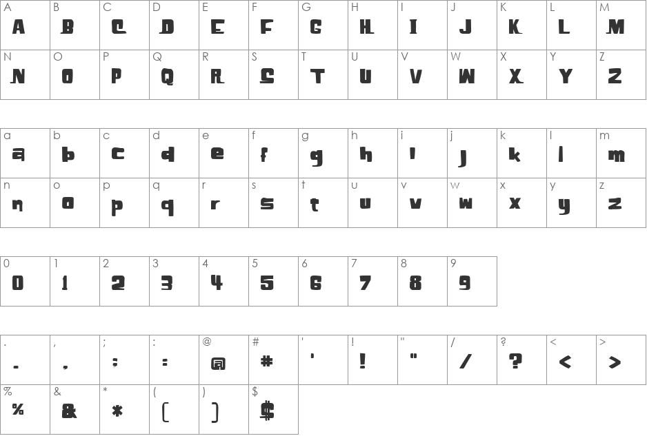 ElHombre font character map preview