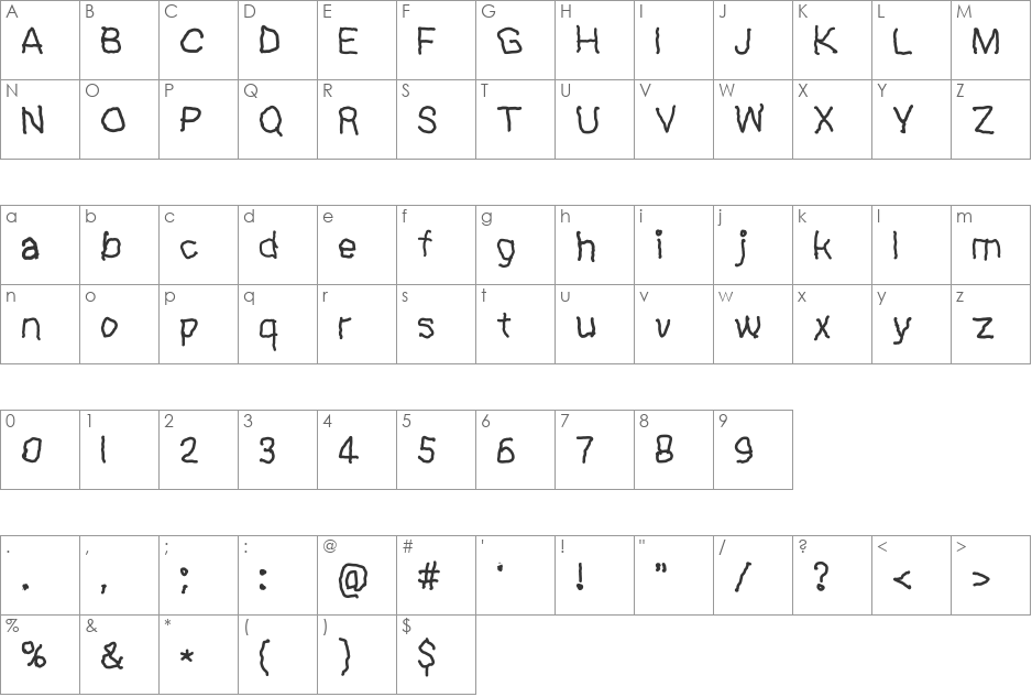 Eli's Font font character map preview