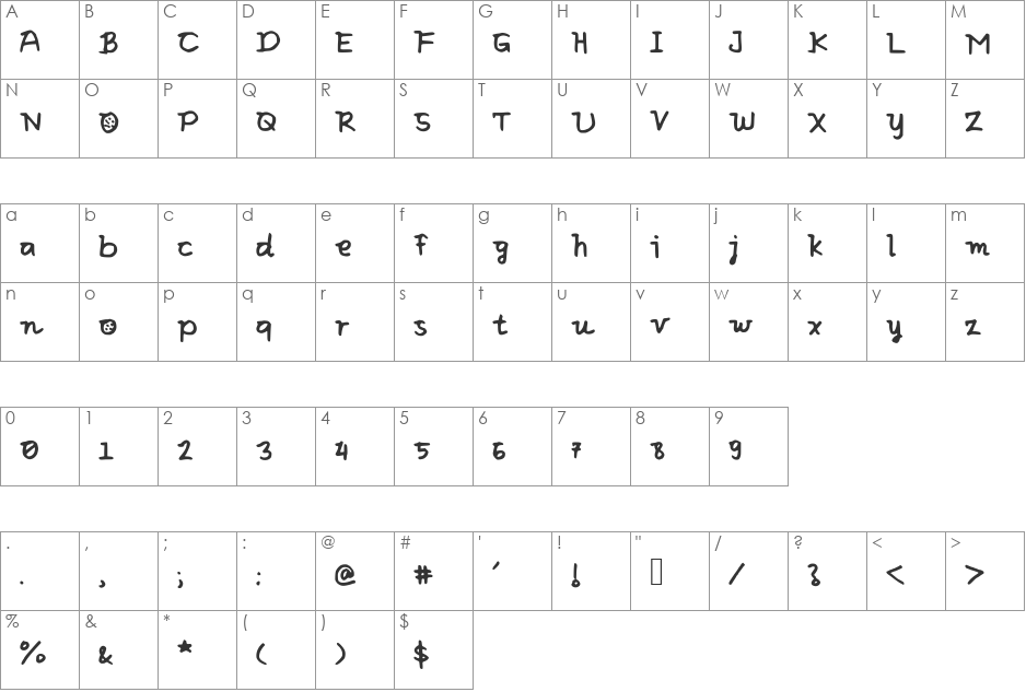 ElicLovesBiscuit font character map preview