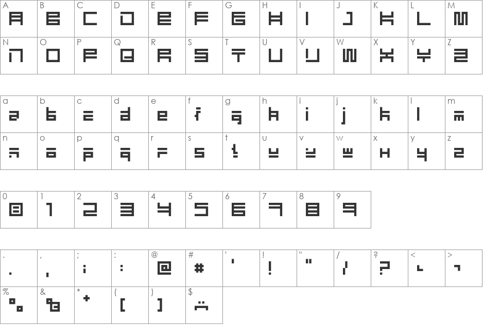 Eliot type font character map preview
