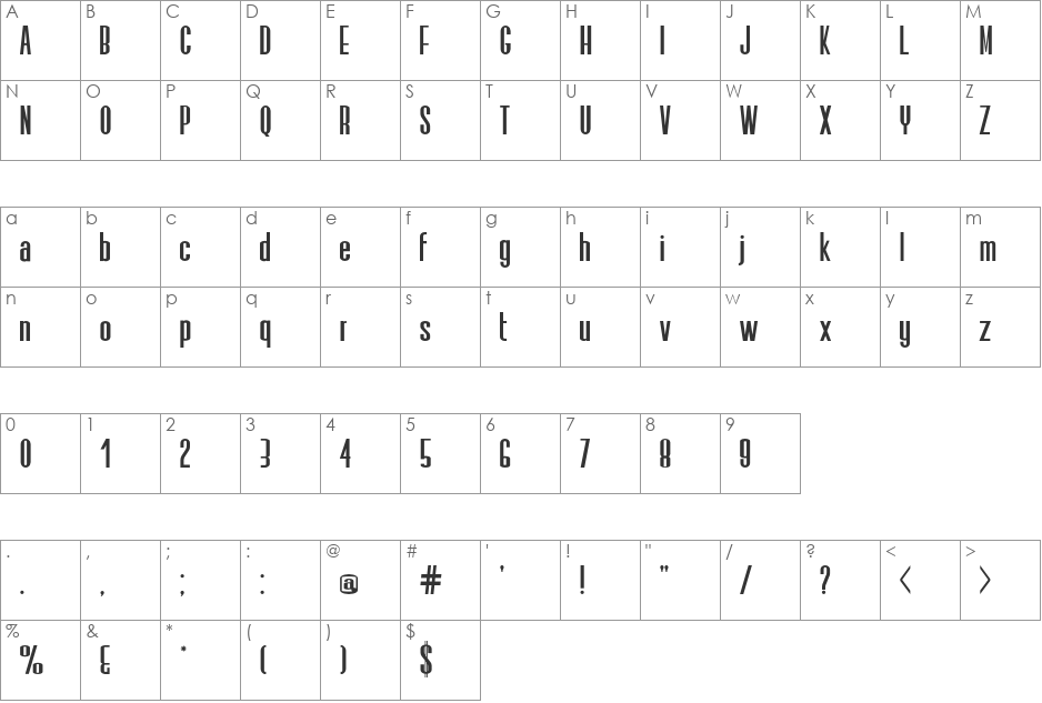 Elis font character map preview
