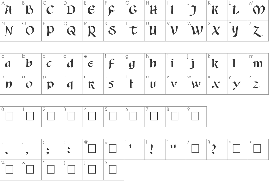 Elixir font character map preview