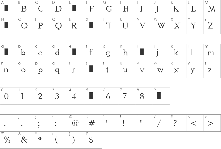 ElixirDemo font character map preview