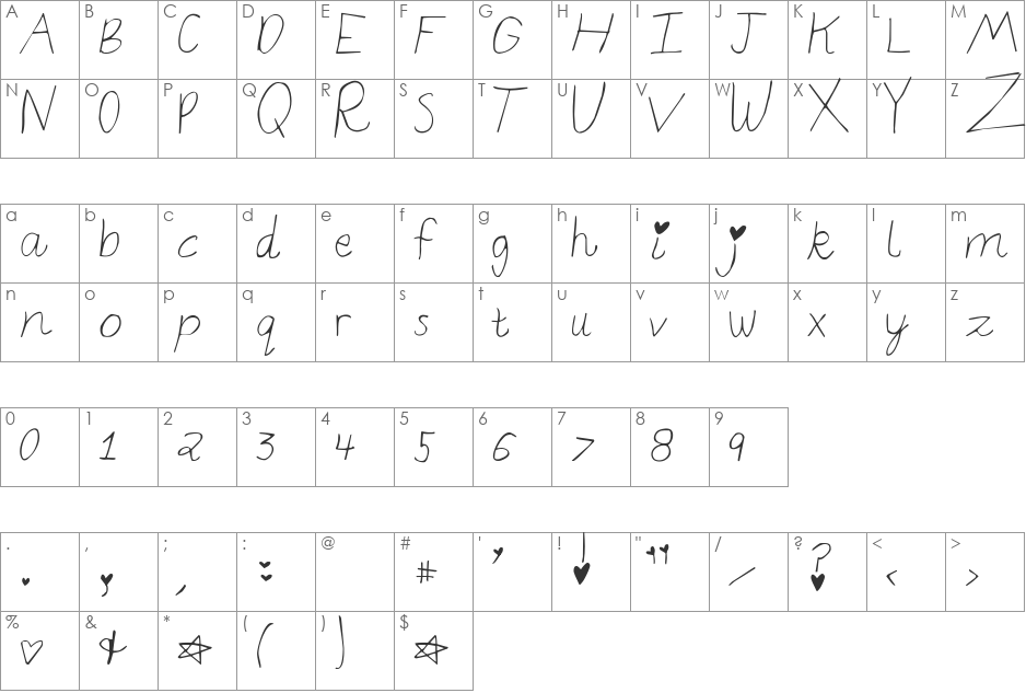 elizajane font character map preview