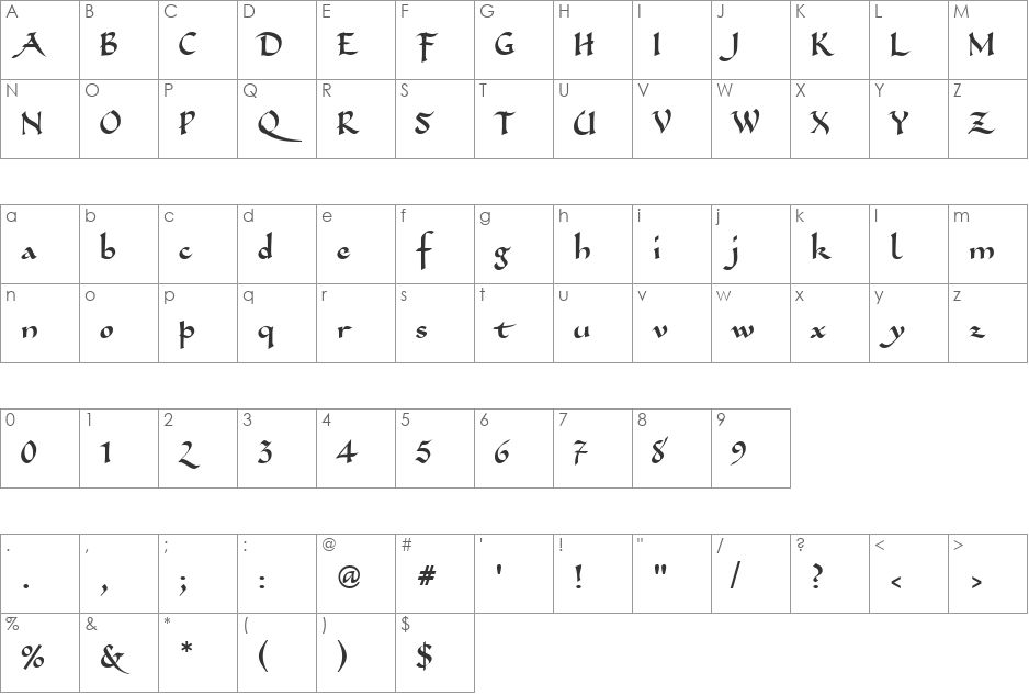 ElizanUT font character map preview