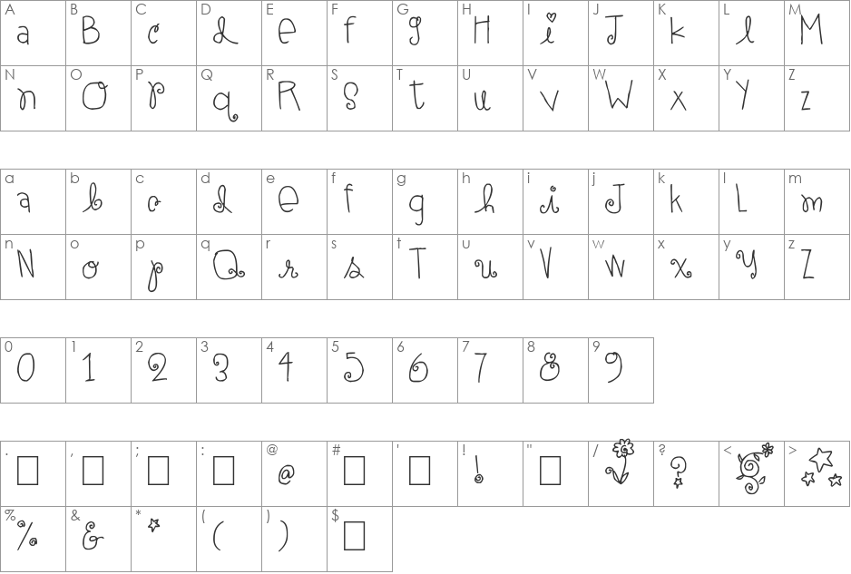 elle ami font character map preview
