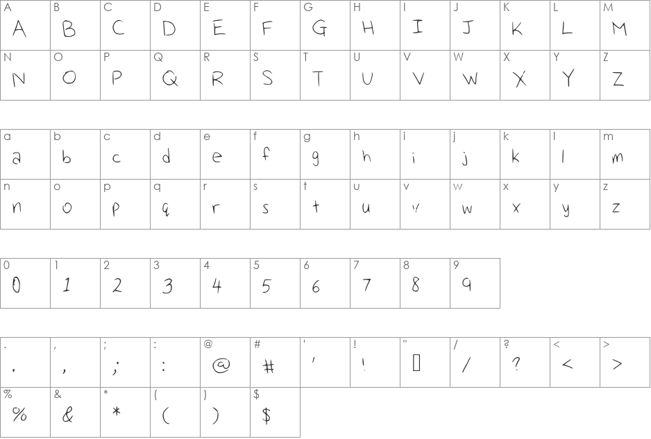 Ellennn font character map preview