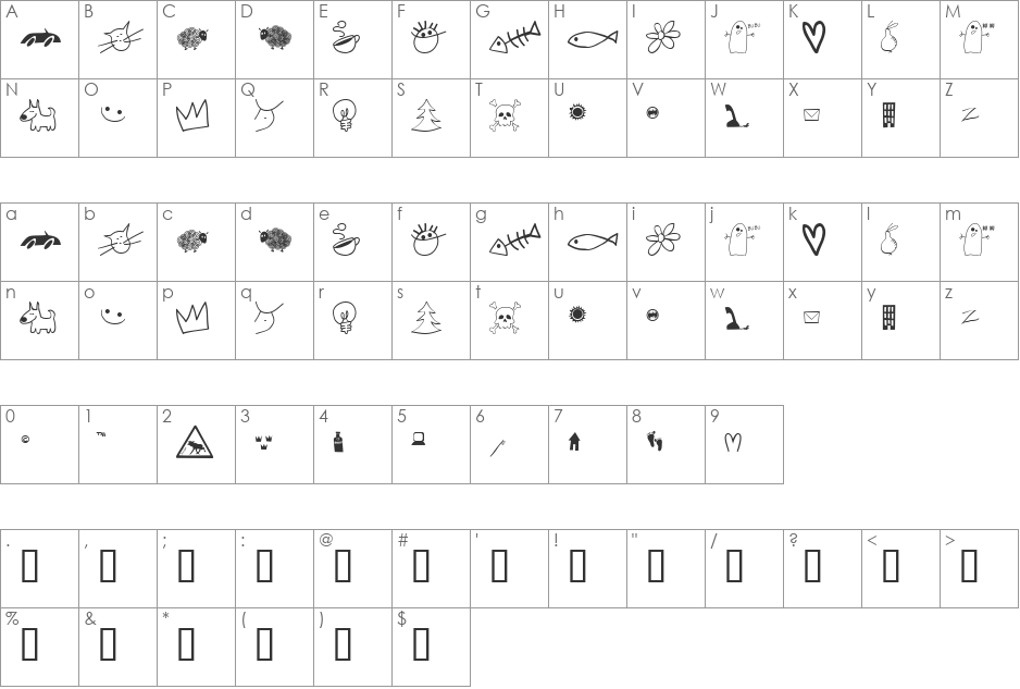 Eller font character map preview