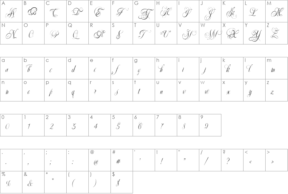 Ellida font character map preview