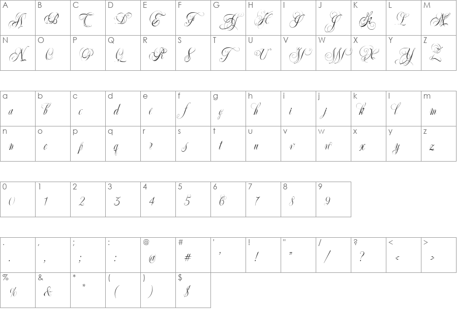Ellida font character map preview