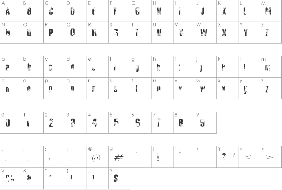 Elliot's Bad Day font character map preview