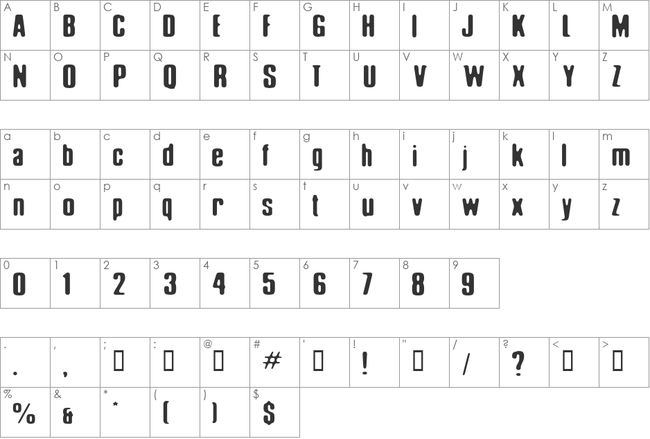 Elliot_Swonger font character map preview