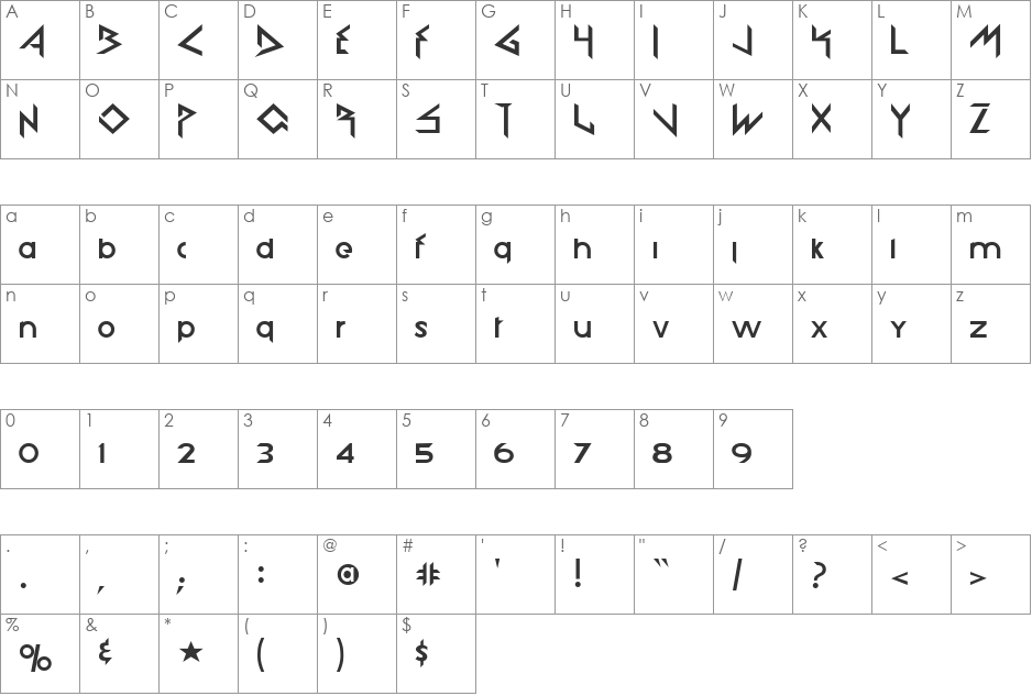 ElloneAlone font character map preview