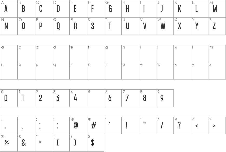 americana font character map preview