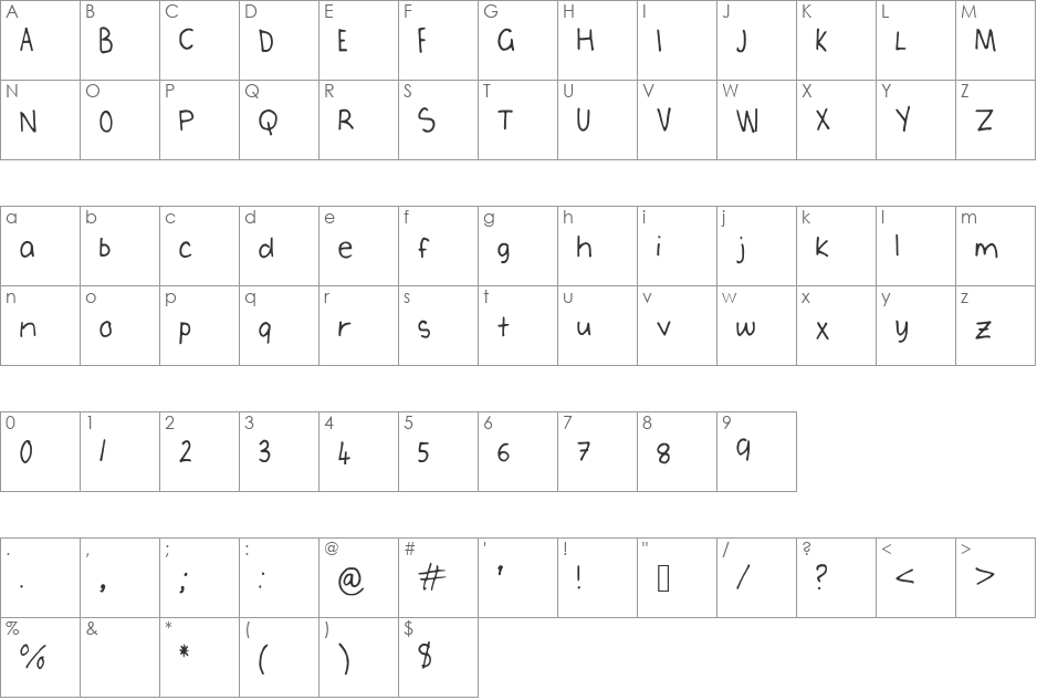 Elsieiscool font character map preview