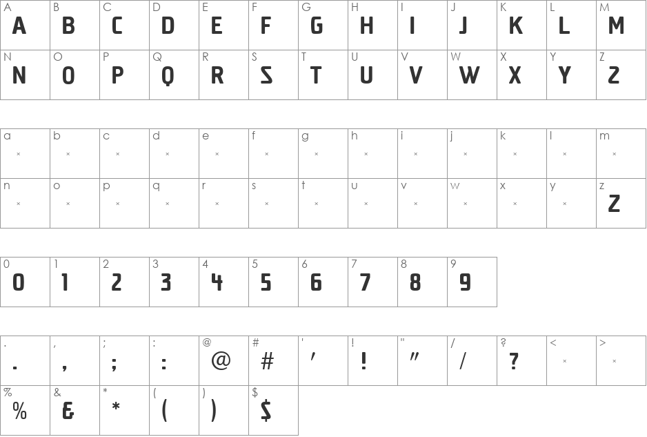 ElstonLight font character map preview