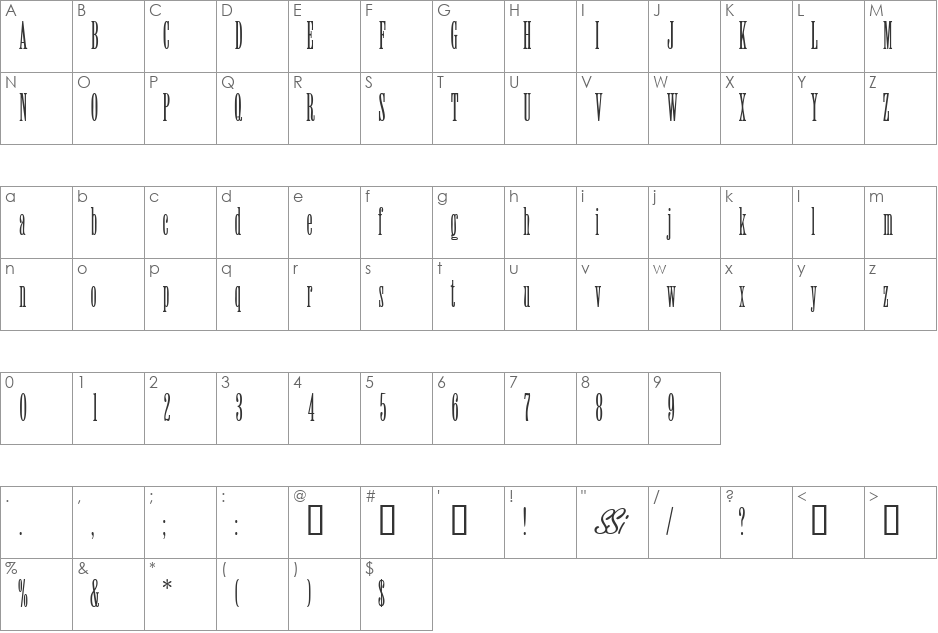 ElvenSSK font character map preview