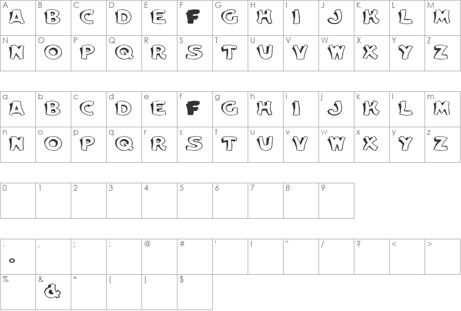 Elwood font character map preview