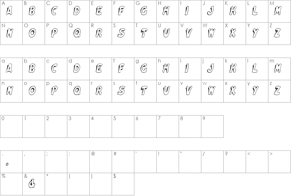 Elwood Cn Italic font character map preview