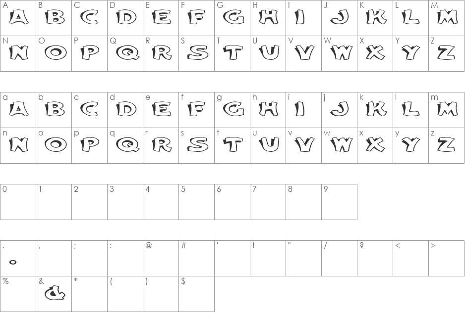 Elwood Ex font character map preview