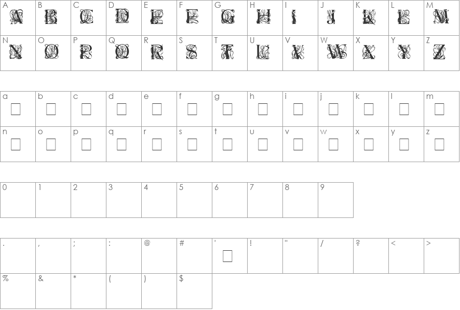 Elzevier-Caps font character map preview