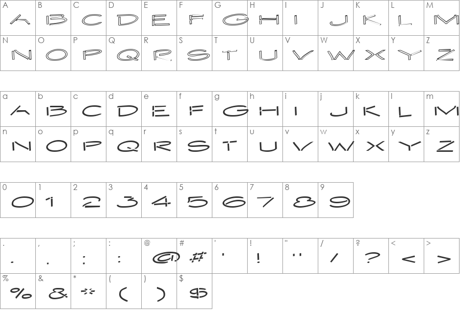 Embargo font character map preview