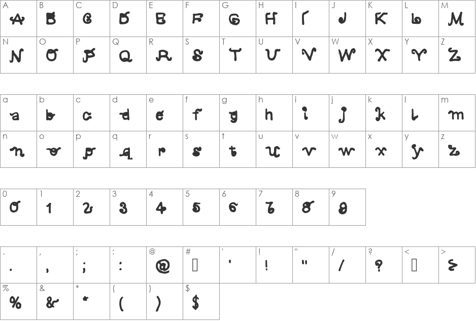 Embellished font character map preview