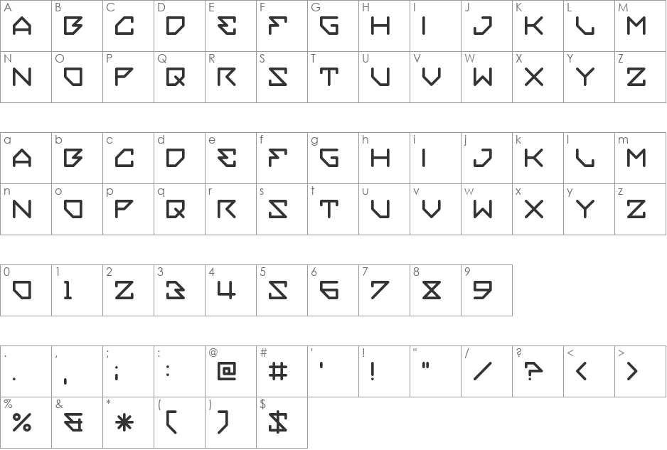 Embezzler font character map preview
