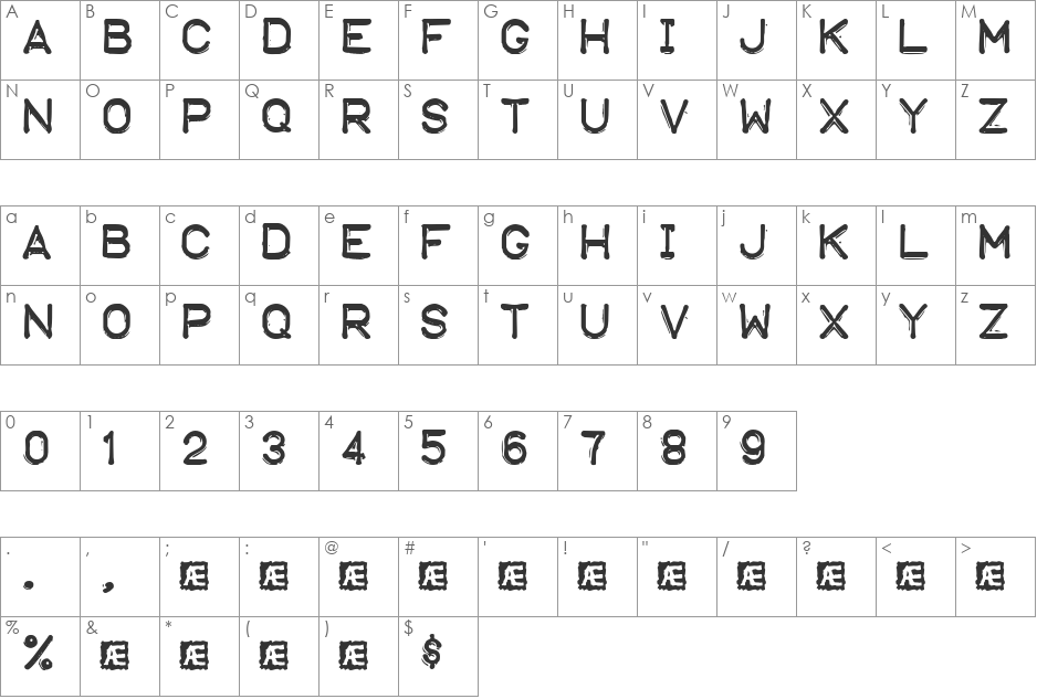 Embossing Tape 1 (BRK) font character map preview